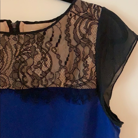 Leifsdottir Anthropologie blue blouse w/lace - Picture 2 of 8